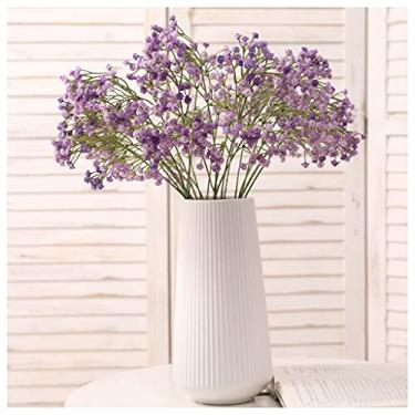 Imagem de Flores artificiais Gypsophila flores artificiais cabeça de plástico macio buquê de plantas sala de estar decoração de casamento interior com flores arranjos florais DIY