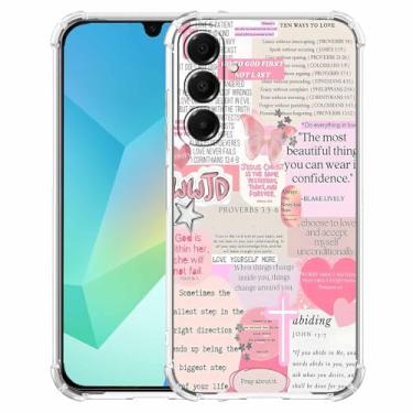 Imagem de mehidpur Citações Cristãs Estética Vintage Jesus Versículo da Bíblia Padrão Colagem, Capa Amortecedora TPU Macio para Samsung Galaxy A16, #6