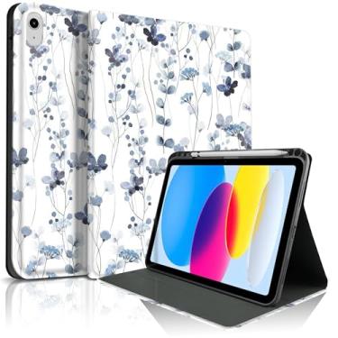 Imagem de Lyfatz Capa para iPad 11th (A16) 27.9 cm 2025/10ª geração 27.7 cm 2022, flores fofas, floridas, elegante, design estético, capa protetora com suporte para lápis, antiderrapante, antichoque - flores de