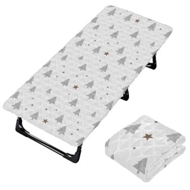 Imagem de Burbuja Lençol de berço de árvore de Natal para crianças, lençol de cochilo acolchoado portátil com faixa elástica para meninas e meninos, lavável na máquina, 63,5 x 127 cm