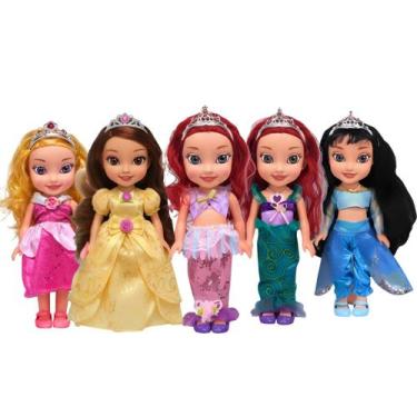Imagem de Boneca Coleção Princesas Articulada Vestido Brilhante Emite Som C/ Ace