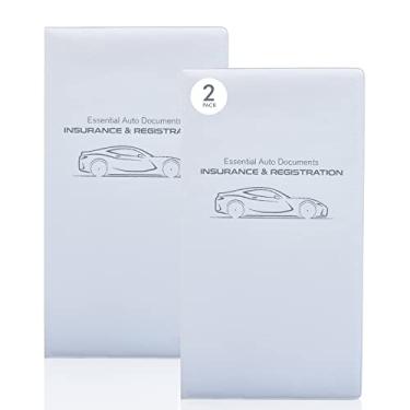 Imagem de Suporte para cartão de registro e seguro de carro Andalus - Organizador essencial de documentos automotivos - Acessório para porta-luvas - marrom (pacote com 1), Branco, 2-Pack, Suporte de registro de