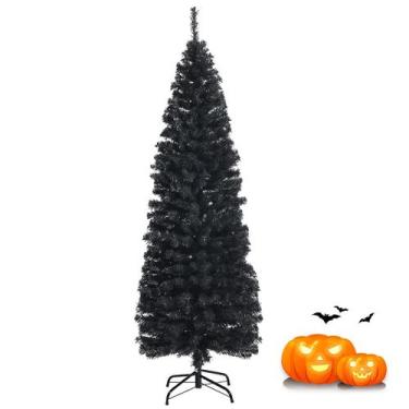 Imagem de Árvore de Natal GOFLAME Unlit Black de 6 pés com 520 pontas de PVC