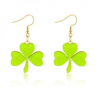 Imagem de Brincos pendentes de trevo do dia de São Patrício para mulheres, trevo verde irlandês, cintilante, brincos de dia de São Patrício, acessórios para o dia de São Patrício, joias para mulheres, Large