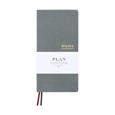 Imagem de AxeWoodz Caderno planejador semanal cinza A6 sem data, planejador de bolso, tecido capa dura, agendas diárias, semanais, mensais