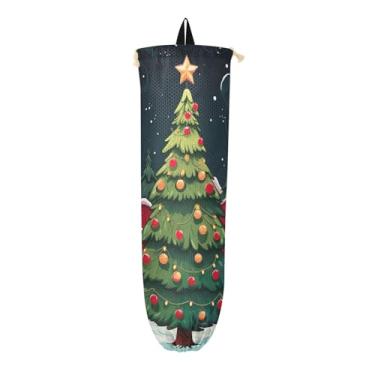 Imagem de Porta-sacos plásticos de Natal com árvores, bolsa de armazenamento de parede, organizador de armazenamento de saco plástico de mercearia