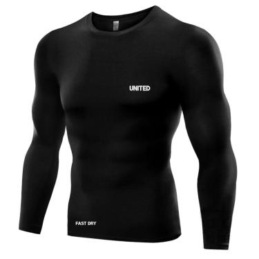 Imagem de Camisa de compressão térmica United Pro Proteção Solar FPU50 Manga Longa Rash Guard - Preto - G-Masculino