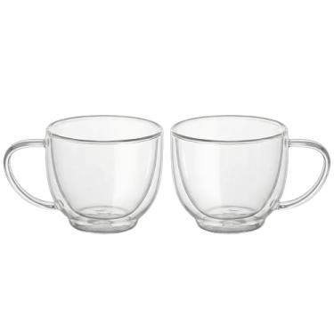Imagem de BEoneBEwin Caneca de vidro com isolamento duplo de 293 ml com alça para café, leite, suco, chá e água, (conjunto de 2) (2 xícaras clássicas)