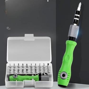 Imagem de Conjunto de chaves de fenda de precisão 32 em 1 - Mini chave de fenda magnética cruzada de cabeça plana para consertar carros, câmeras e pequenas ferramentas (verde)