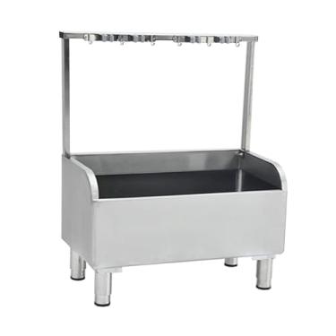 Imagem de Pia de esfregão de chão, bacia de serviço de aço inoxidável, pia interna e externa, pia de lavanderia independente, banheira utilitária, para lavanderia, garagem, porão, jardim (80 cm/31,5 pol.)