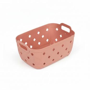 Imagem de Cesta Organizadora Plástica Design Vazado 29x14x20cm Multiuso para Armário Despensa Quarto Lavanderia e Decoração (Rosa)