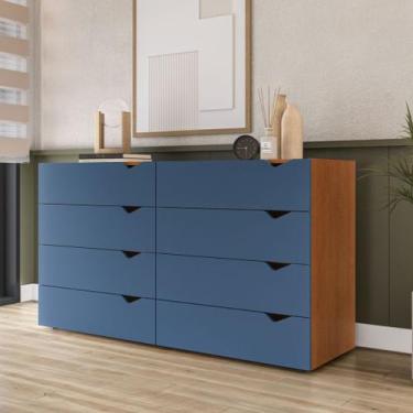 Imagem de Cômoda 8 Gavetas Freijó e Azul Porto Politorno