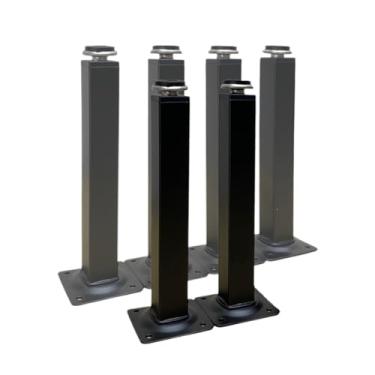 Imagem de Kit Pés Móveis Regulável Quadrado Preto 20CM Ajustável Suporte para Escritório Guarda Roupa para Famílias Decoradores(6)