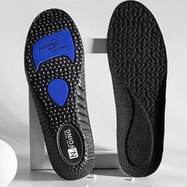 Imagem de 1 par de palmilhas esportivas para homens e mulheres – Palmilhas de absorção de choque e suporte de arco para botas de trabalho e tênis, Preto, 45-46