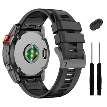Imagem de SOMKB Pulseira de relógio Fenix 7X 6X Pro 5X Plus de 26 mm, pulseira de silicone macio, para Garmin Enduro 2/Descent MK2i /MK3i 51 mm/Tactix 7Pro/Epix Pro 51 mm pulseira (preta preta)