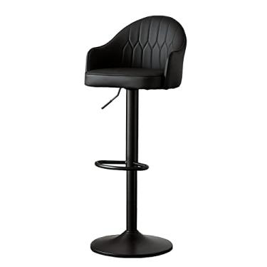 Imagem de Banquetas giratórias com encosto e apoio para os pés, banco de bar de couro PU, cadeira de bar estofada moderna, almofada espessa, pernas de metal, bancos ajustáveis