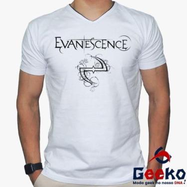 Imagem de Camiseta Evanescence 100% Algodão Rock Geeko, Branco gola v, G