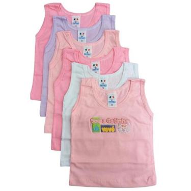Imagem de Kit 6 camisetas regata de  bebê little baby 300 p ao g, Feminina, P