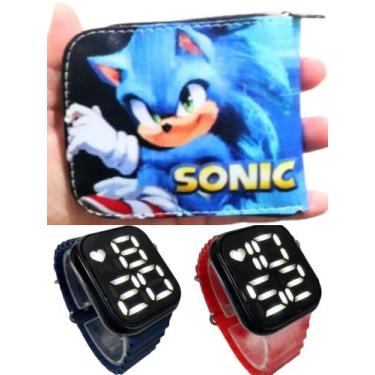 Imagem de Carteira infantil masculino do Sonic e relógio digital smart a prova d