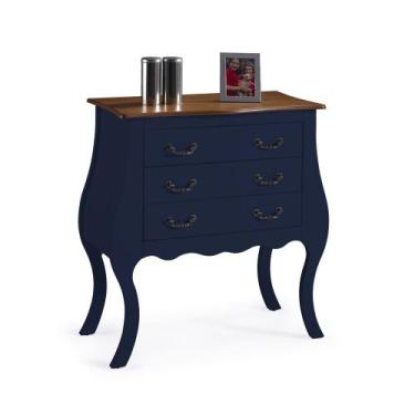 Imagem de Cômoda Bombê 3 Gavetas 1023 Linz Móveis - Azul Petróleo/Imbuia Glazer,