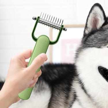 Imagem de Escova de cachorro para queda | Escova de descamação para cães | Ferramenta de remoção de pente de dupla face para cães Goldendoodle Poodle Horse Animals Home