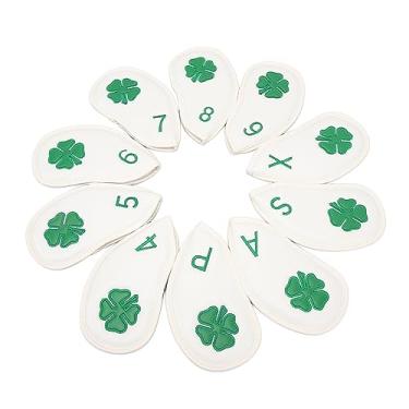 Imagem de Dpofirs Capas para Cabeça de Taco de Golfe Com Padrão de Trevo de Quatro Folhas Conjunto de Capas Protetoras de Ferro de Golfe Duráveis ​​para a Maioria Dos Tacos, Material à Prova D'água PU para