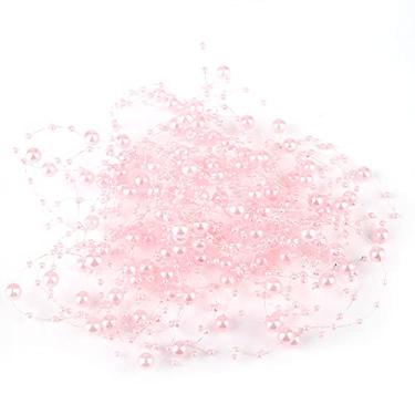 Imagem de GLOGLOW Contas de Linha de Peixe de 10m, Corrente de Pérolas de Decoração Diy Com Design Cortado No Comprimento, para Festa de Casamento, Arranjo de Flores de Escritório Em Casa (Rosa)