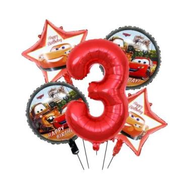 Imagem de Conjunto De Balões De Folha Do Lightning McQueen Para Decoração De Fes