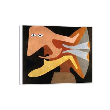 Imagem de Victor Brauner Famosa Arte de Parede Impressão em Tela Pintura Pronto para Pendurar - Pergunta - Imagem em Moldura Branca para Decoração de Sala de Estar 50 x 60 cm 20 x 24 pol