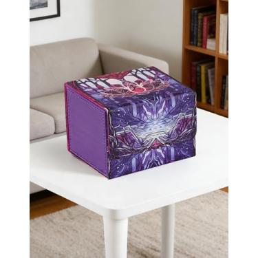 Imagem de Caixa de cartão MTG, armazenamento MTG Commander Deck – Fecho magnético, capacidade para mais de 120 cartas de manga única (roxo escuro)