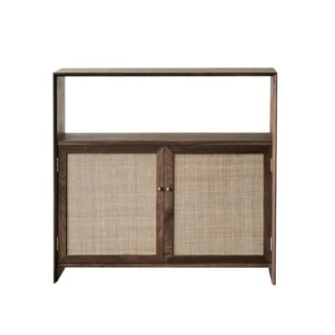 Imagem de Armário de buffet Armário de armazenamento de parede doméstico em estilo chinês Aparador de madeira maciça simples entrada zen adequado para corredor ou aparador de restaurante (M: 100 x 35 x 90 cm)