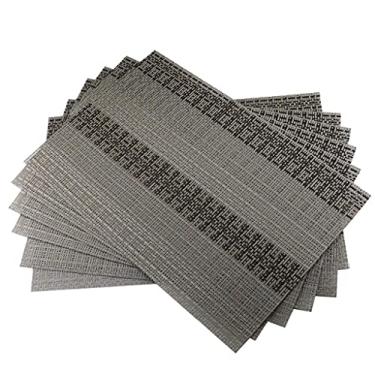 Imagem de Jogo americano de plástico PVC de 4 peças para isolamento antiquente para mesa de jantar tapete de caminho de mesa de jantar tapete de lugar copo de cozinha tapete de vinho (cor: cinza)