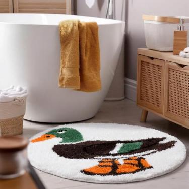 Imagem de Jenaai Tapete de banho de pato-real antiderrapante e absorvente de água tapete de entrada 63,5 cm tapete redondo para banheiro, sala de estar, cozinha, quarto, presente interno