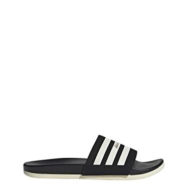 Imagem de adidas Sandália unissex Adilette Comfort Slide para adultos, Núcleo preto/branco maravilha/dourado metálico, 6 Women/5 Men