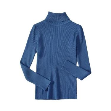 Imagem de Suéter Feminino De Gola Alta Preto, Moda De Inverno, Tricô Elástico, T