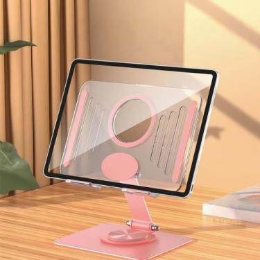 Imagem de Suporte giratório para tablet com base giratória de 360°, suporte ajustável para iPad para mesa com suporte estável, suporte universal para tablet para escritório e uso doméstico (rosa)