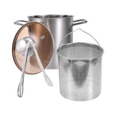 Imagem de Panela Fritadeira De Aço Inoxidável 3L Com Cesto De Vapor Em Malha, Ta