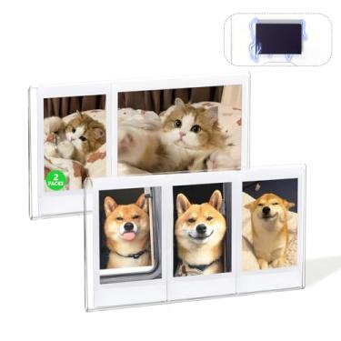 Imagem de WOGOZAN Pacote com 2 mini porta-retratos magnéticos de acrílico para câmera Fujifilm Instax Mini 12/11/99/41/SE/7+/EVO filmes de 5,5 x 8,6 cm, molduras magnéticas 5x3 para geladeira, podem conter 3