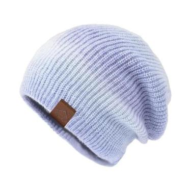 Imagem de Gorro Feminino De Lã Quente De Inverno, Tricotado, Com Gradiente Color