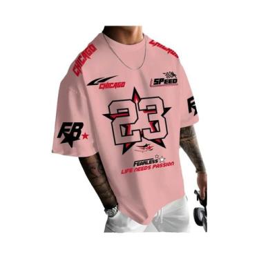 Imagem de Camiseta Masculina Casual De Verão Chicago Preta, Vermelha E Branca Co