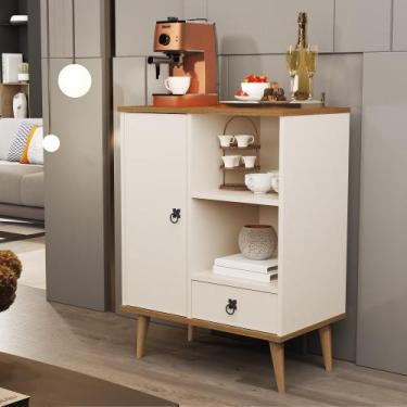 Imagem de Aparador Buffet Sala com Porta 1 Gaveta Pés Palito Retrô Tip Top - Vár