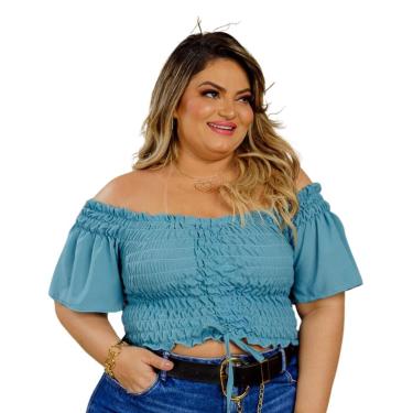 Imagem de BLUSA  PLUS SIZE DOLCE SEDUTTI CROPPED ELASTEX DANY VERDE SERENO