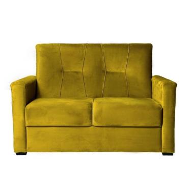 Imagem de Sofá Pequeno 2 Lugares 1,35 Porta Controle No Braço Alice Amarelo