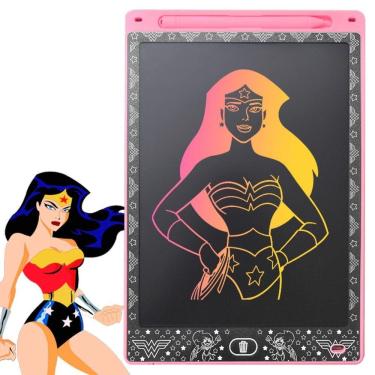 Imagem de Lousa Mágica Led Lcd Tablet Mulher Maravilha Rosa + Caneta
