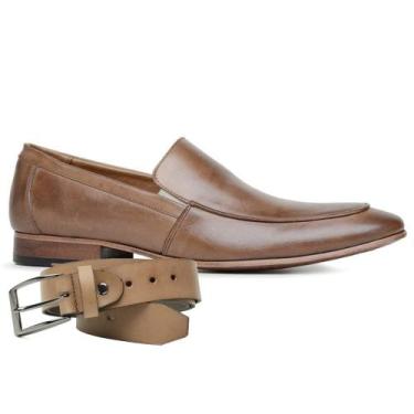 Imagem de Sapato Social Marrom Tan Couro + Cinto 58854 - Madok, 44