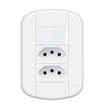 Imagem de Interruptor Simples 1 Tecla e Tomada Dupla 10A Blanc Mais - Fame