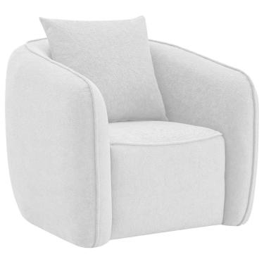 Imagem de Poltrona Decorativa Sala De Estar Recepção Florença Bouclé - Doce Sonho Móveis Branco