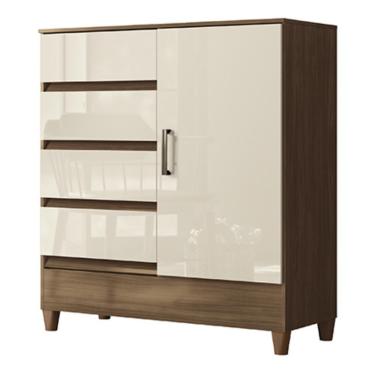 Imagem de Cômoda Fit 1 Porta E 4 Gavetas Jequitibá-off White - Santos Andirá