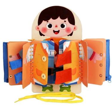 Imagem de Brinquedo de treinamento de habilidades de vida de madeira Busy Board 
