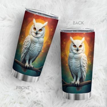 Imagem de Caneca Tumbler Oasisdream de aço inoxidável 600mL com estampa de coruj